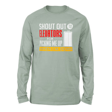 Shout Out To Elevators For Picking Me Up When I'm Down Men/Unisex Drop Shoulder Sweatshirt in Dusty Blue color